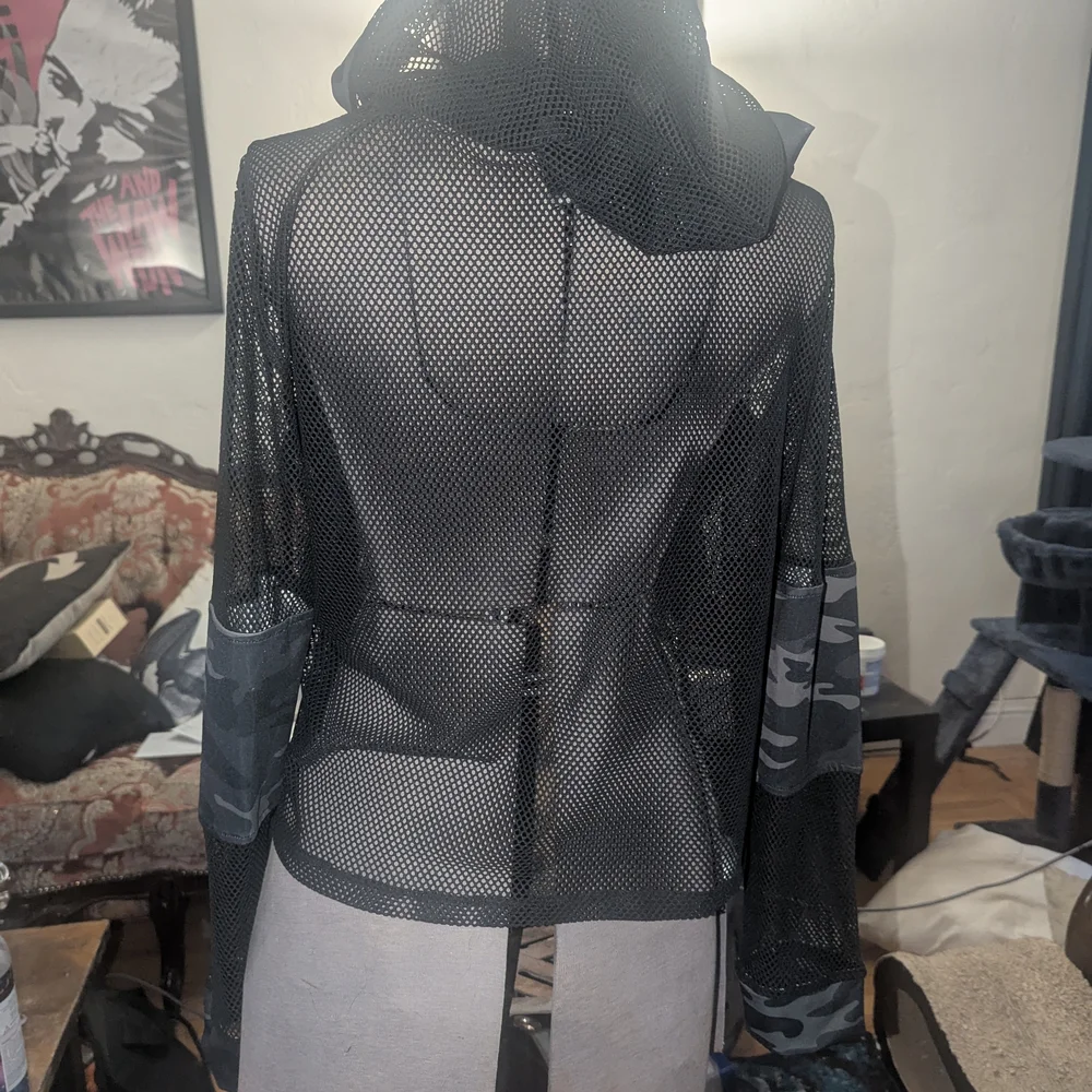 SOLD Blackcraft Cult Black Mesh Fishnet Bat Hoodie - Picture 6 of 8